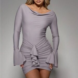 Missguided Gray Ruched Mini Dress